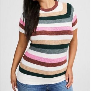 Torrid Multicolor Striped Crew Neck Sweater